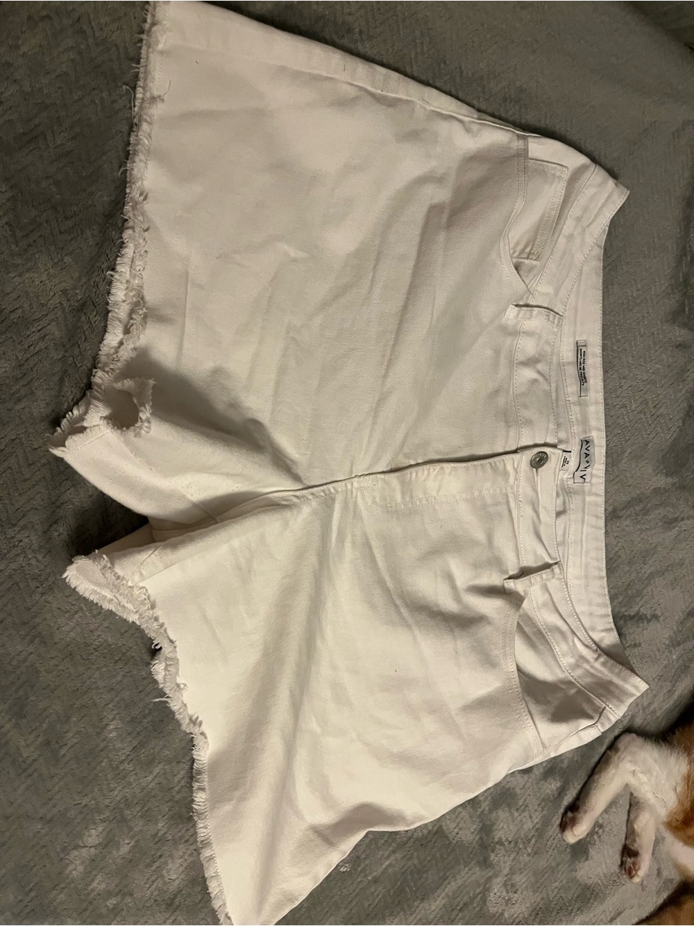 Ava & Viv White Frayed Hem Jean Shorts